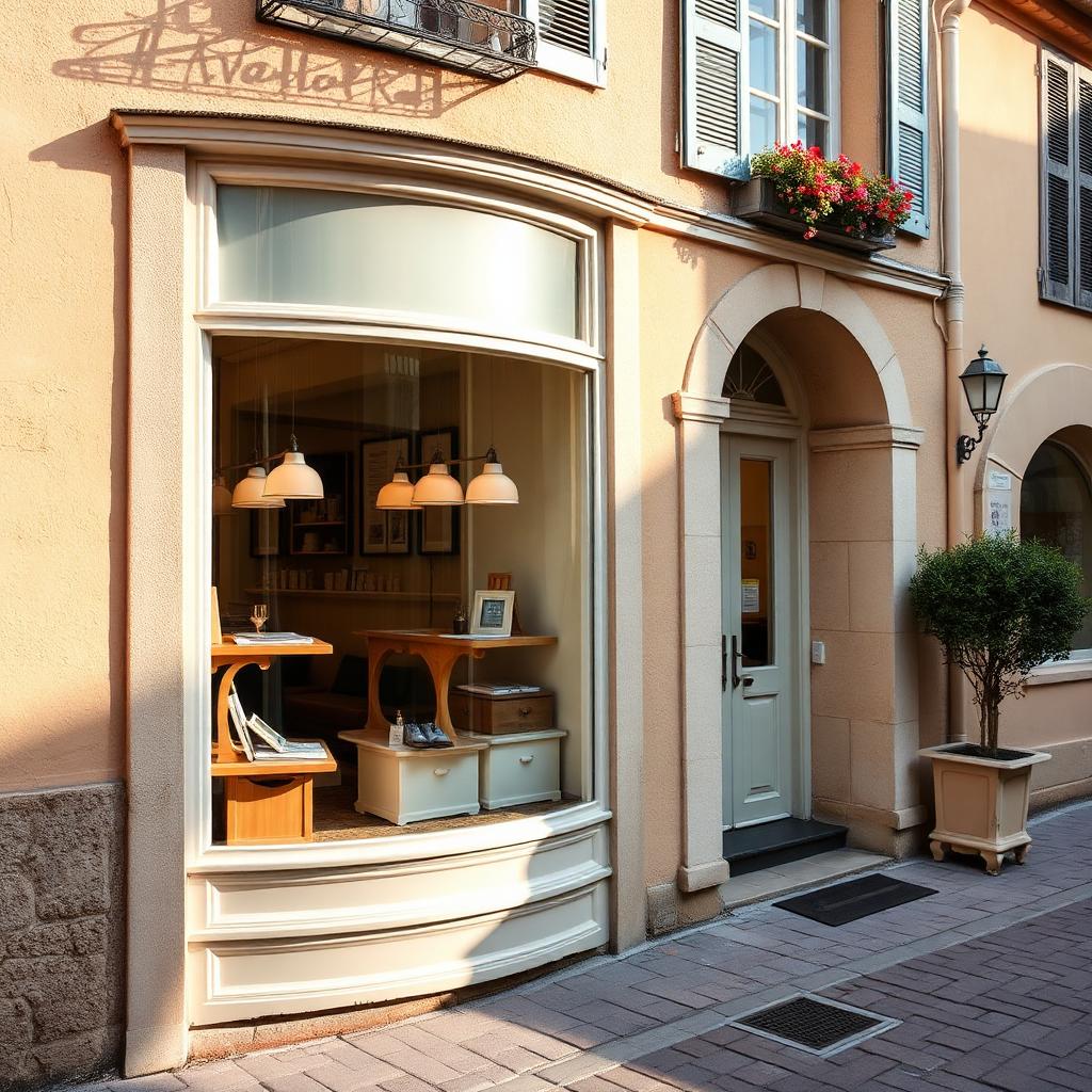 Vitrine de commerce nettoyée par notre équipe dans un village du Béarn