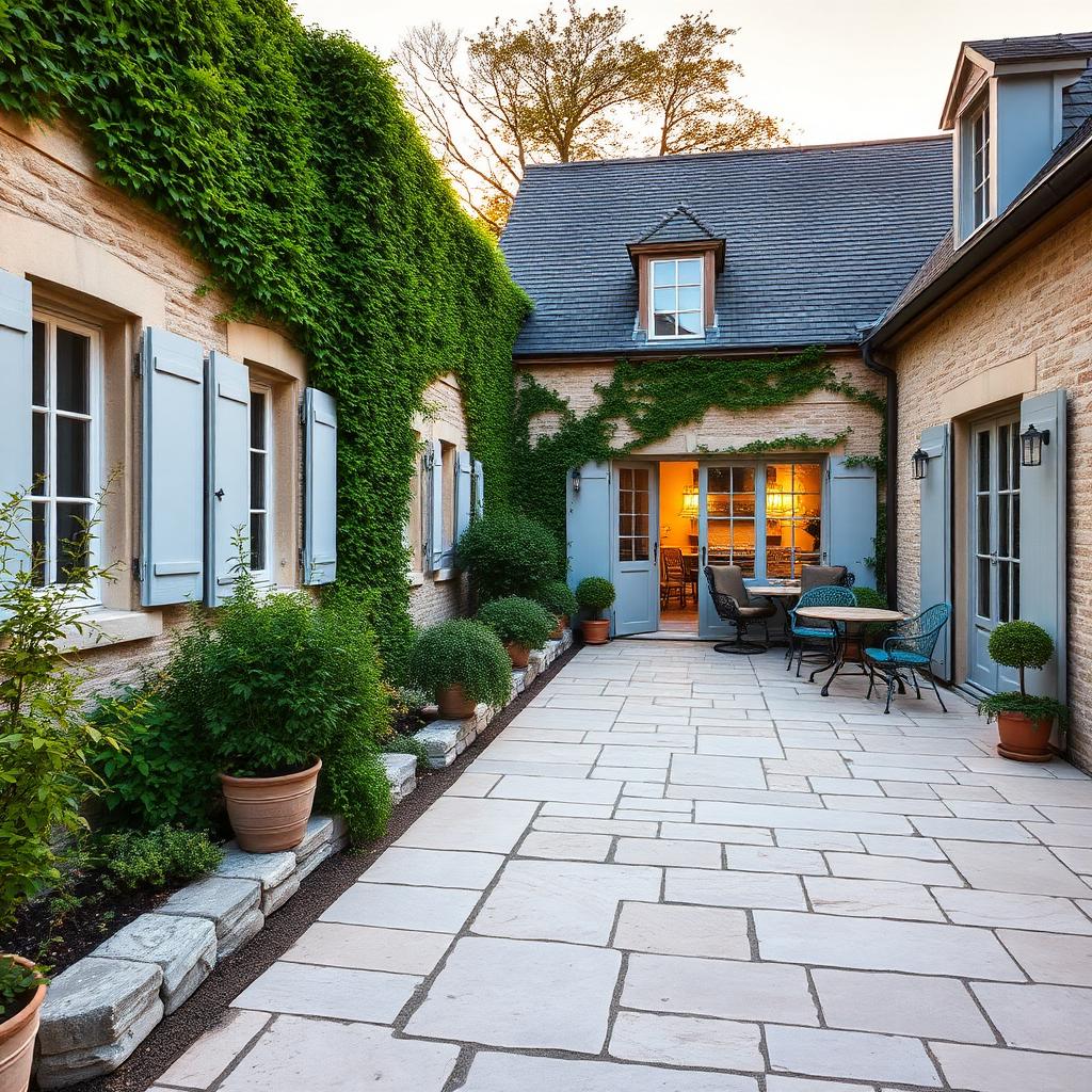 Terrasse en pierre naturelle nettoyée à Salies-de-Béarn